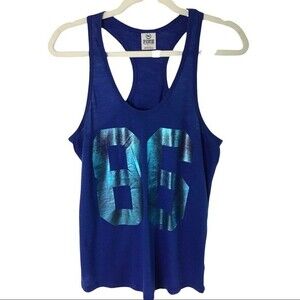 PINK Victoria’s Secret Racerback Tank Royal Blue "86" Vintage S